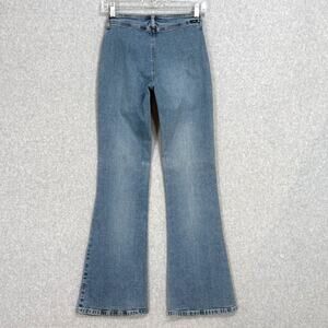 Vtg Y2K Angels Low Rise Bareback Flare Jeans Size 7 Sexy Coquette Faded Wash